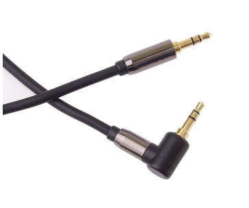 PremiumCord HQ stíněný kabel stereo Jack 3.5mm - Jack 3.5mm zahnutý 90°, 1,5m