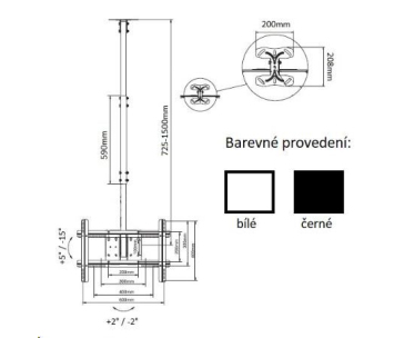 Držák Tv na strop Fiber Mounts T750 -  černý