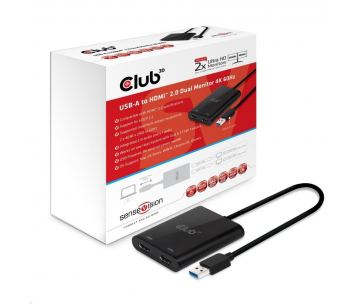 Club3D Adaptér USB A na 2xHDMI 2.0 Dual Monitor 4K 60Hz (M/F)