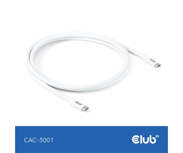 Club3D Kabel USB-C 4.0, 20Gbps, 4K60Hz, PD 240W, 2m, bílá