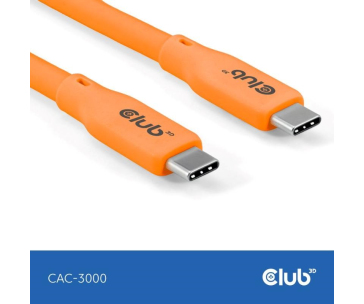 Club3D Kabel USB-C 4.0, 20Gbps, 4K60Hz, PD 240W, 2m, oranžová