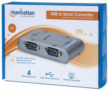 MANHATTAN Převodník z USB na 4x sériový port (USB AM/DB9M(4), RS232)