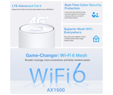 TP-Link Deco Deco X10-4G(1-pack) WiFi6 Mesh (AX1500,2,4GHz/5GHz,3xGbELAN/WAN,3G,4G LTE,1xnanoSIM)