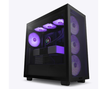 NZXT skříň H7 Flow RGB edition / ATX / 3x 140 mm fan / USB-C / 2x USB / prosklená bočnice / mesh panel / RGB / černá