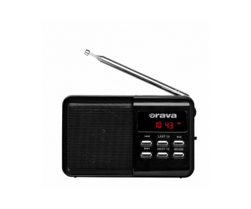 Orava RP-140 B přenosný rádiopřijímač, micro SD, USB vstup, výstup na sluchátka, displej, FM rádio, anténa, černá