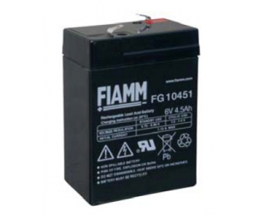 Baterie - Fiamm FG10451 (6V/4,5Ah - Faston 187), životnost 5let