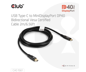 Club3D Kabel USB-C na MiniDisplayPort 2.1, 8K30Hz, DSC1.2, UHBR10, 2m