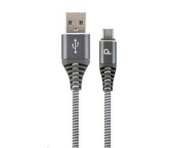 GEMBIRD Kabel USB 2.0 AM na Type-C kabel (AM/CM), 1m, opletený, šedo-bílý, blister, PREMIUM QUALITY