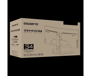 GIGABYTE LCD - 34" Gaming monitor G34WQC A, Prohnutý VA1500R, 3440x1440 WQHD, 144Hz, 4000:1, 350cd/m2, 1ms, 2xHDMI, 1xDP