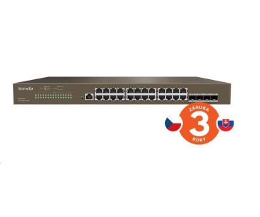 Tenda TEG3328F - L2 Managed Gigabit Switch, 24x RJ45 10/100/1000 Mb/s, 4x SFP 1 Gb/s