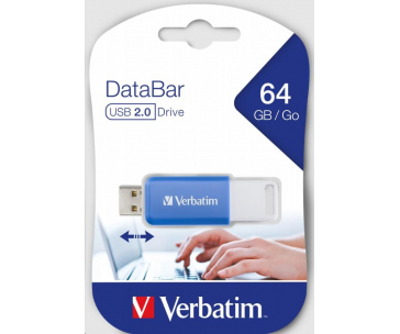 VERBATIM Flash Disk 64GB DataBar USB 2.0 Drive, modrá