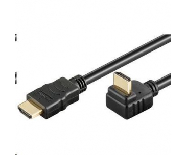 PremiumCord HDMI High Speed+Ethernet kabel, zlacený zahnutý konektor 270° 2m