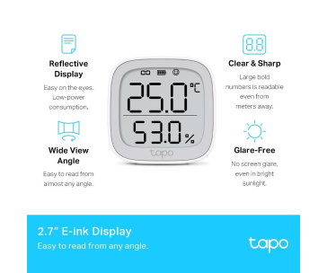 TP-Link Tapo T315 chytrý monitor teploty a vlhkosti s 2,7" LCD displejem