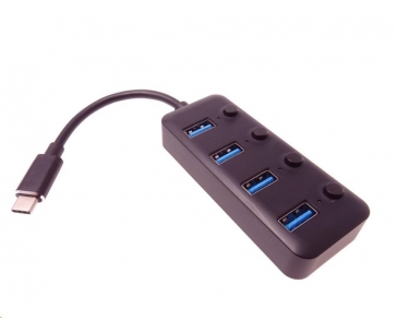 PREMIUMCORD 5G SuperSpeed USB Hub Type C na 4x USB 3.1 A Gen1, vypínače portů