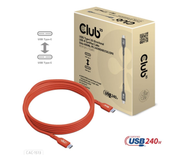 Club3D Kabel USB2 Type-C Bi-Directional USB-IF Certifikovaný 480Mb, PD 240W(48V/5A) EPR M/M 3m